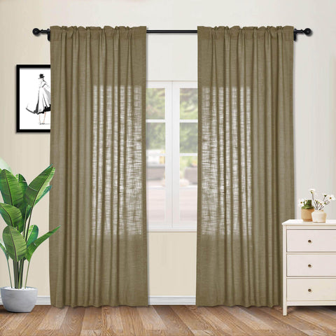 1908 Linen Blend Breathable & Natural Curtain Customizable - Cololeaf -- #1 Beige White