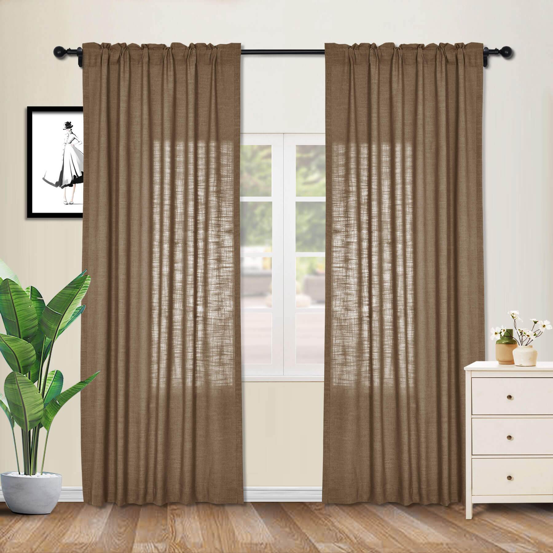 1908 Linen Blend Breathable & Natural Curtain Customizable - Cololeaf -- #1 Beige White