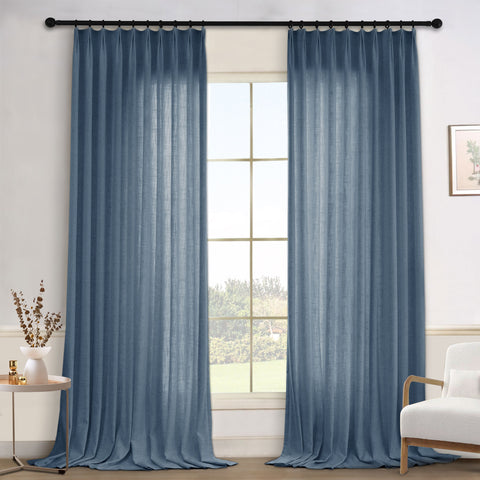 1908 Linen Blend Light Filtering Natural Curtain Tailor Pleat 1 Panel