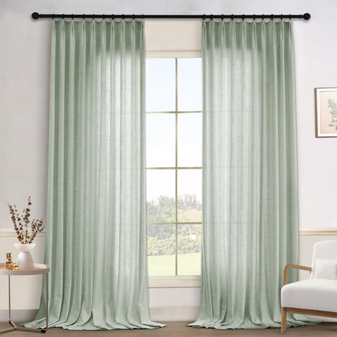 1908 Linen Blend Light Filtering Natural Curtain Tailor Pleat 1 Panel