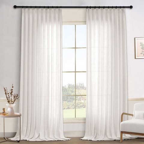 1908 Linen Blend Light Filtering Natural Curtain Tailor Pleat 1 Panel