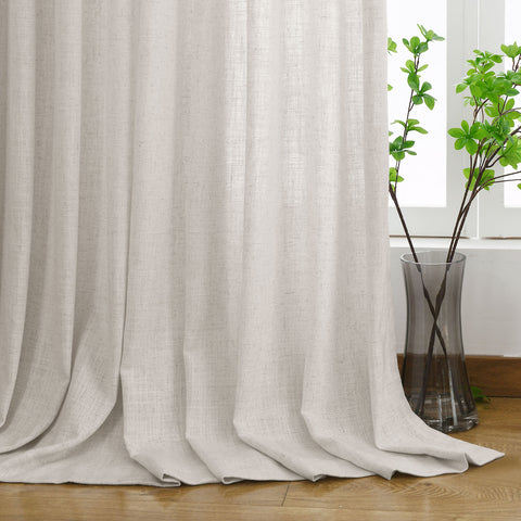 1908 Linen Blend Light Filtering Natural Curtain Tailor Pleat 1 Panel