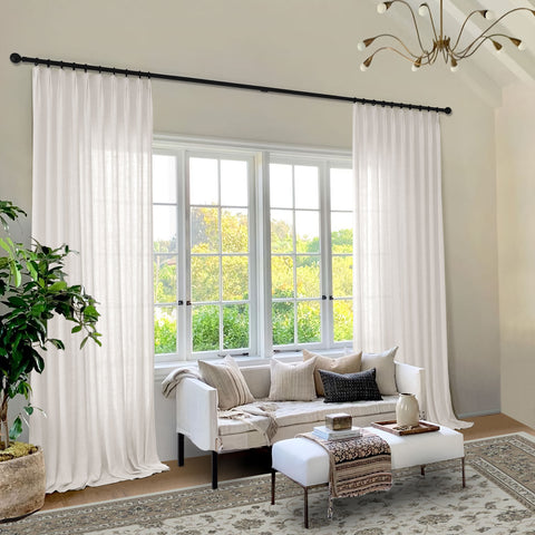 1908 Linen Blend Light Filtering Natural Curtain Tailor Pleat 1 Panel