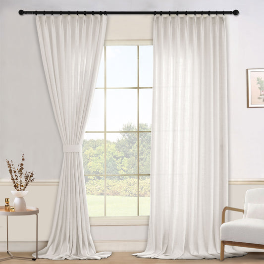 1908 Linen Blend Light Filtering Natural Curtain Tailor Pleat 1 Panel