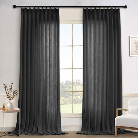1908 Linen Blend Light Filtering Natural Curtain Tailor Pleat 1 Panel