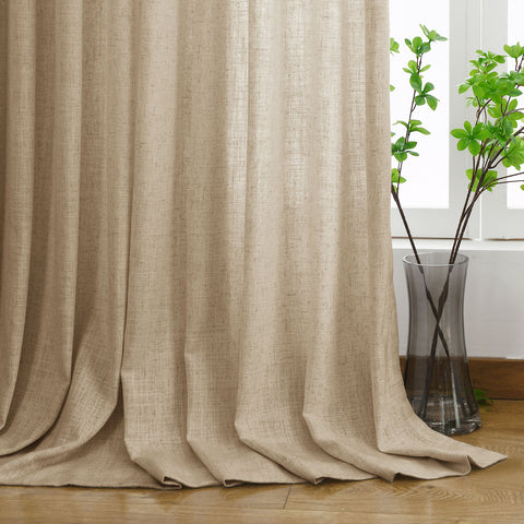 1908 Linen Blend Light Filtering Natural Curtain Tailor Pleat 1 Panel