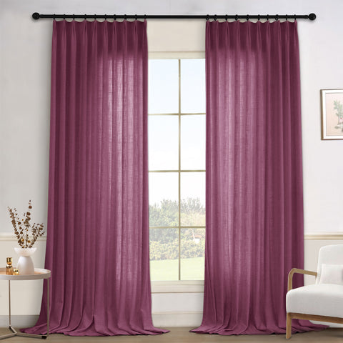 1908 Linen Blend Light Filtering Natural Curtain Tailor Pleat 1 Panel