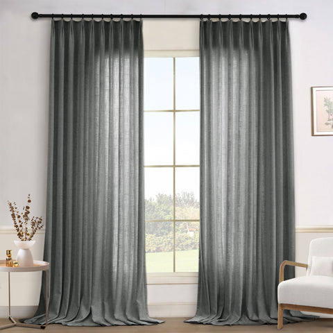 1908 Linen Blend Light Filtering Natural Curtain Tailor Pleat 1 Panel