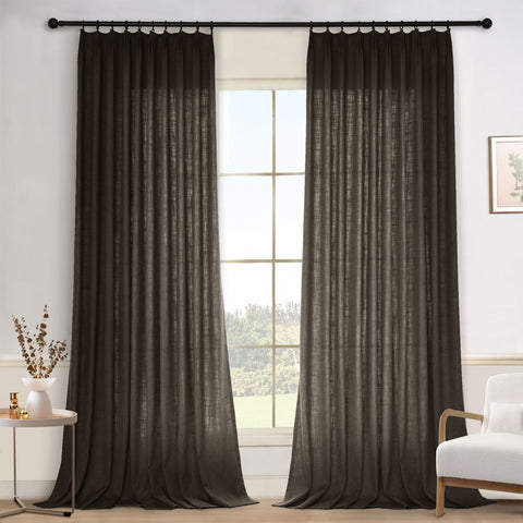 1908 Linen Blend Light Filtering Natural Curtain Tailor Pleat 1 Panel