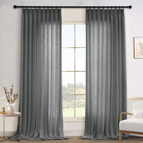 1908 Linen Blend Light Filtering Natural Curtain Tailor Pleat 1 Panel