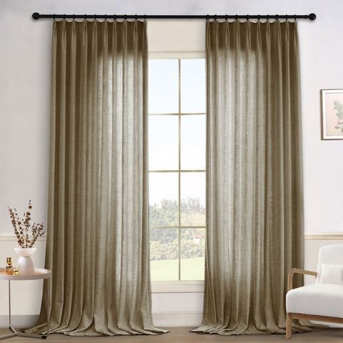 1908 Linen Blend Light Filtering Natural Curtain Tailor Pleat 1 Panel