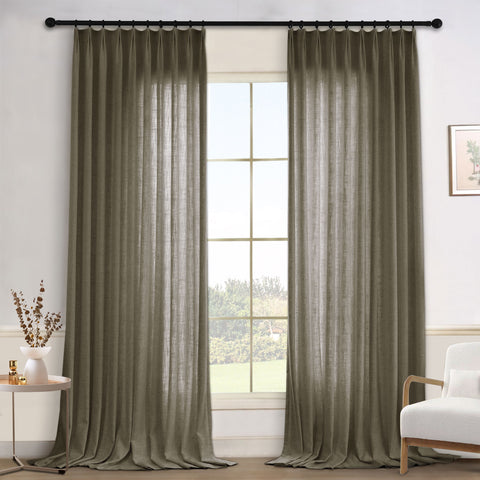 1908 Linen Blend Light Filtering Natural Curtain Tailor Pleat 1 Panel