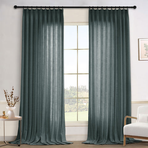 1908 Linen Blend Light Filtering Natural Curtain Tailor Pleat 1 Panel