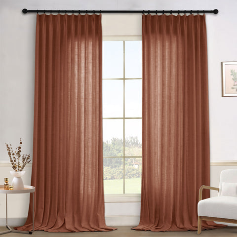 1908 Linen Blend Light Filtering Natural Curtain Tailor Pleat 1 Panel