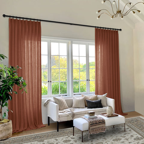 1908 Linen Blend Light Filtering Natural Curtain Tailor Pleat 1 Panel