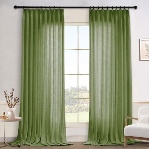 1908 Linen Blend Light Filtering Natural Curtain Tailor Pleat 1 Panel