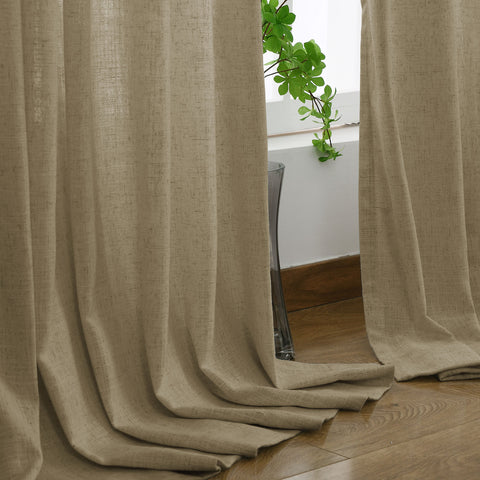 1908 Linen Blend Light Filtering Natural Curtain Tailor Pleat 1 Panel
