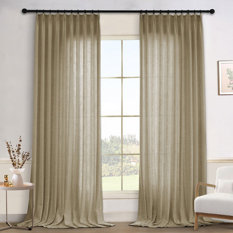 1908 Linen Blend Light Filtering Natural Curtain Tailor Pleat 1 Panel