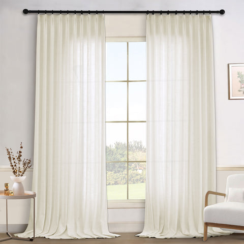 1908 Linen Blend Light Filtering Natural Curtain Tailor Pleat 1 Panel