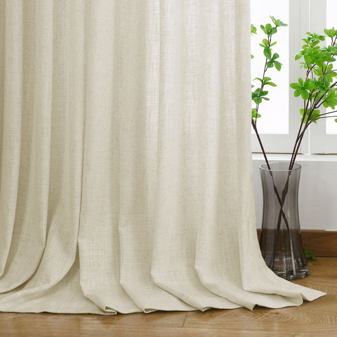 1908 Linen Blend Light Filtering Natural Curtain Tailor Pleat 1 Panel