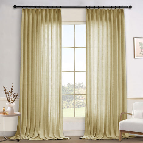 1908 Linen Blend Light Filtering Natural Curtain Tailor Pleat 1 Panel