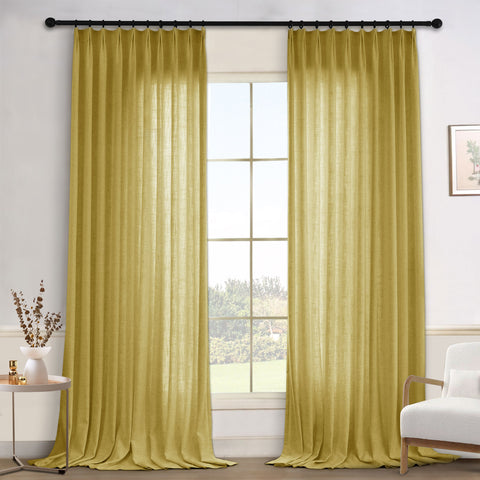 1908 Linen Blend Light Filtering Natural Curtain Tailor Pleat 1 Panel