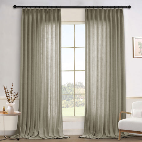 1908 Linen Blend Light Filtering Natural Curtain Tailor Pleat 1 Panel