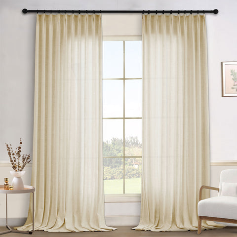 1908 Linen Blend Light Filtering Natural Curtain Tailor Pleat 1 Panel