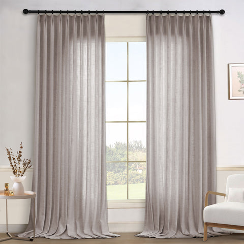 1908 Linen Blend Light Filtering Natural Curtain Tailor Pleat 1 Panel