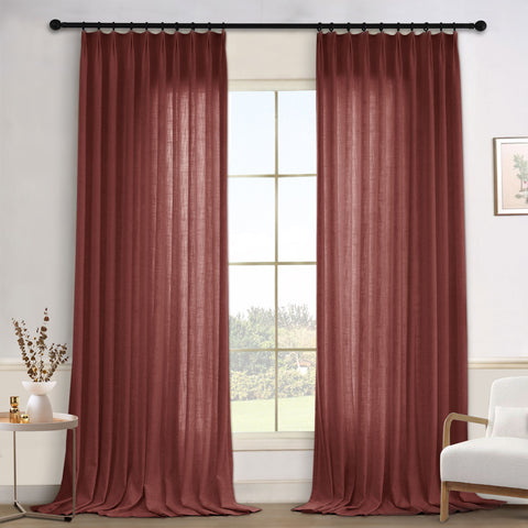 1908 Linen Blend Light Filtering Natural Curtain Tailor Pleat 1 Panel