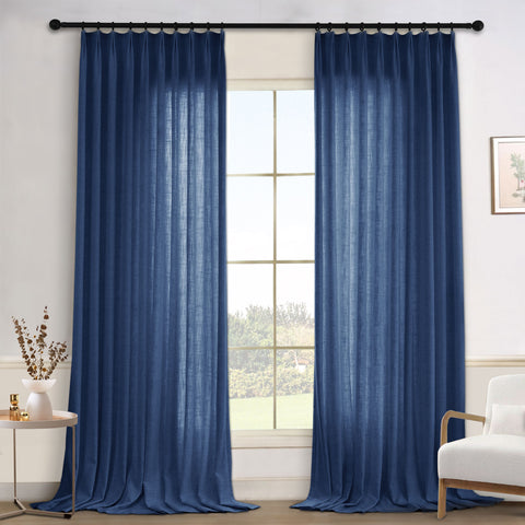 1908 Linen Blend Light Filtering Natural Curtain Tailor Pleat 1 Panel