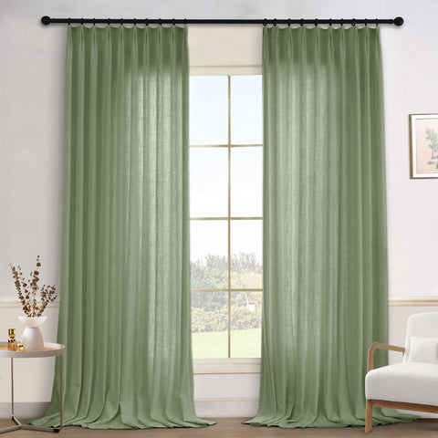 1908 Linen Blend Light Filtering Natural Curtain Tailor Pleat 1 Panel