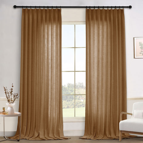 1908 Linen Blend Light Filtering Natural Curtain Tailor Pleat 1 Panel