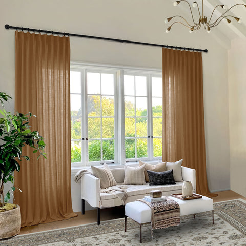 1908 Linen Blend Light Filtering Natural Curtain Tailor Pleat 1 Panel