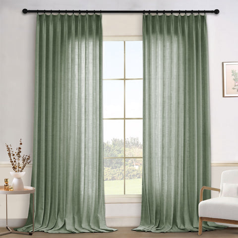 1908 Linen Blend Light Filtering Natural Curtain Tailor Pleat 1 Panel