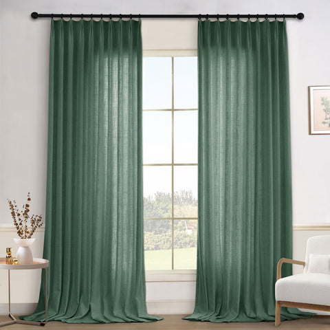 1908 Linen Blend Light Filtering Natural Curtain Tailor Pleat 1 Panel