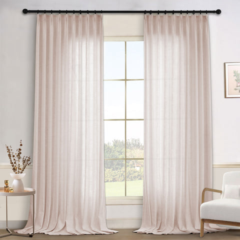 1908 Linen Blend Light Filtering Natural Curtain Tailor Pleat 1 Panel