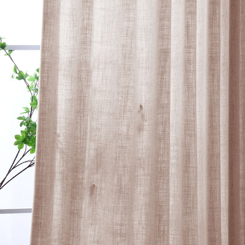 1908 Linen Blend Light Filtering Natural Curtain Tailor Pleat 1 Panel