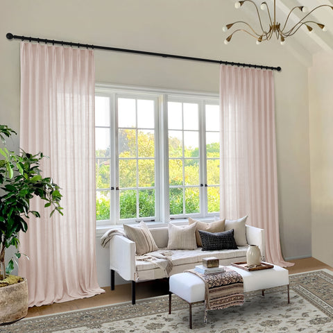 1908 Linen Blend Light Filtering Natural Curtain Tailor Pleat 1 Panel