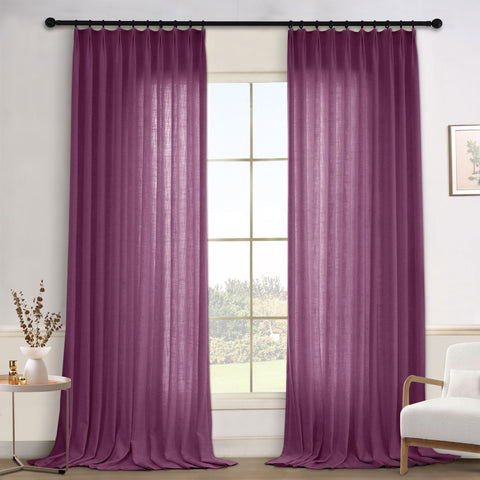 1908 Linen Blend Light Filtering Natural Curtain Tailor Pleat 1 Panel