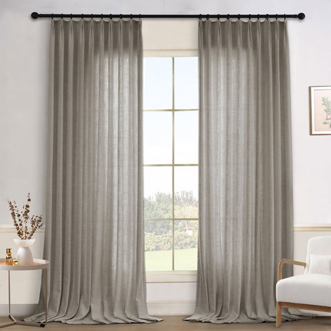 1908 Linen Blend Light Filtering Natural Curtain Tailor Pleat 1 Panel