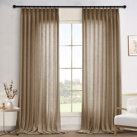 1908 Linen Blend Light Filtering Natural Curtain Tailor Pleat 1 Panel