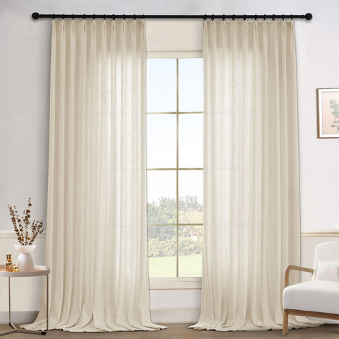 1908 Linen Blend Light Filtering Natural Curtain Tailor Pleat 1 Panel