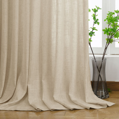1908 Linen Blend Light Filtering Natural Curtain Tailor Pleat 1 Panel