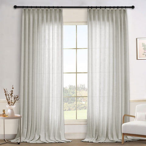 1908 Linen Blend Light Filtering Natural Curtain Tailor Pleat 1 Panel