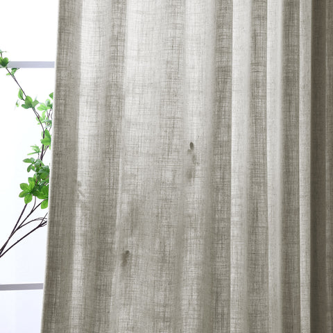 1908 Linen Blend Light Filtering Natural Curtain Tailor Pleat 1 Panel