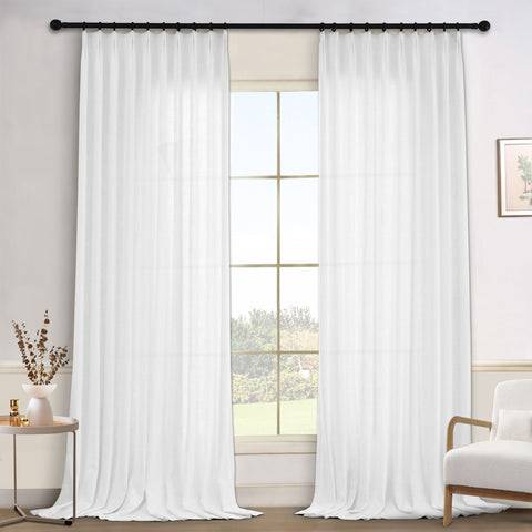 1908 Linen Blend Light Filtering Natural Curtain Tailor Pleat 1 Panel