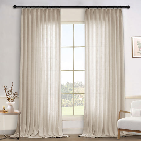 1908 Linen Blend Light Filtering Natural Curtain Tailor Pleat 1 Panel