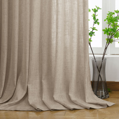 1908 Linen Blend Light Filtering Natural Curtain Tailor Pleat 1 Panel