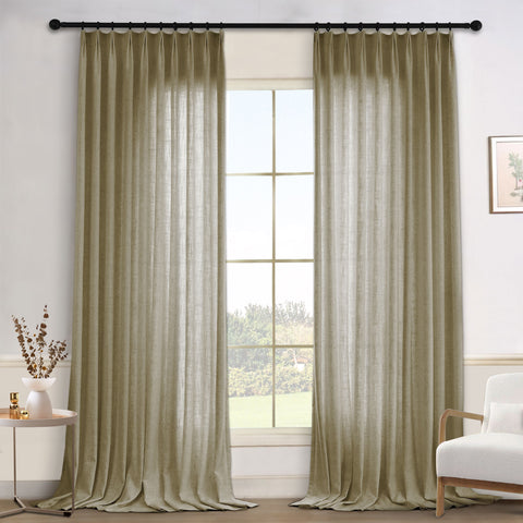 1908 Linen Blend Light Filtering Natural Curtain Tailor Pleat 1 Panel